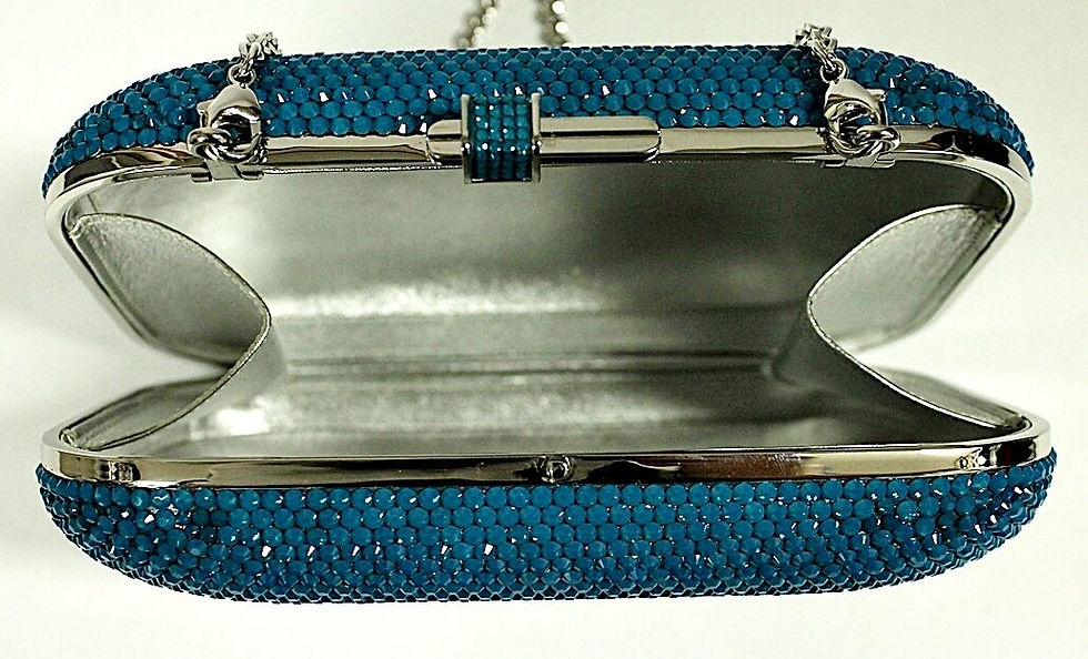 Hình thu nhỏ: JUDITH LEIBER Minaudiere Blue Crystals Chain Strap Clutch Bag Collectible