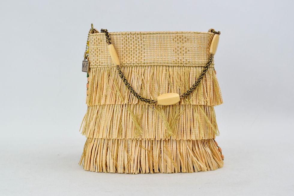 Hình thu nhỏ: MARY FRANCES Straw Flower Embroidered Crossbody Bag Natural Multicolor Fringe