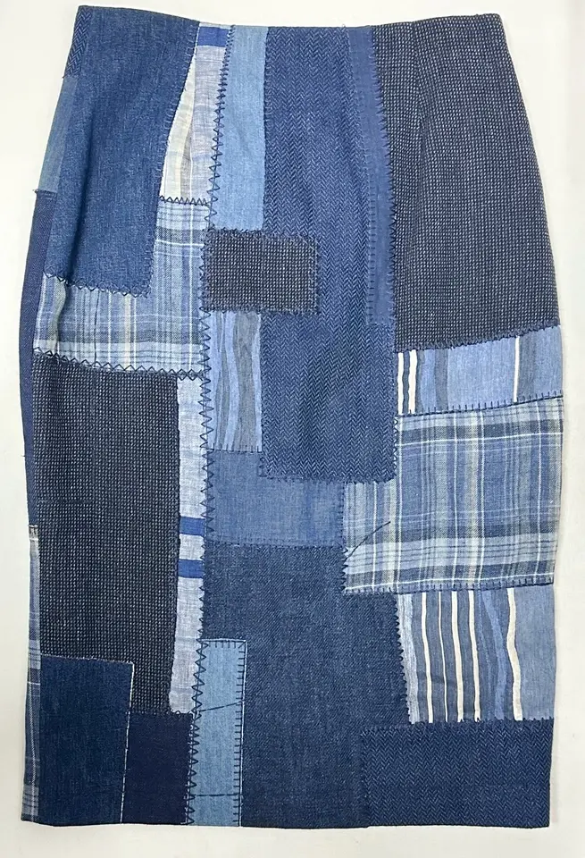 Miniatura: NWT RALPH LAUREN Purple Label Mae Patchwork Knee Pencil Skirt 10 Blue Multi