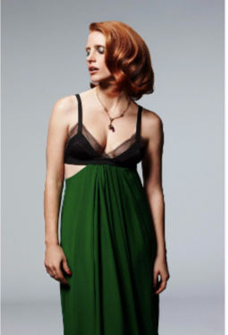 SONIA RYKIEL Green Silk Evening Dress 40 US 8 Empire Waist Mesh Bra Top