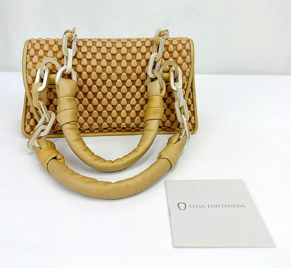 Hình thu nhỏ: TISSA FONTANEDA Gold Pigalle Luxe Nappa Bubbles Lambskin 2 Chains Handle Bag