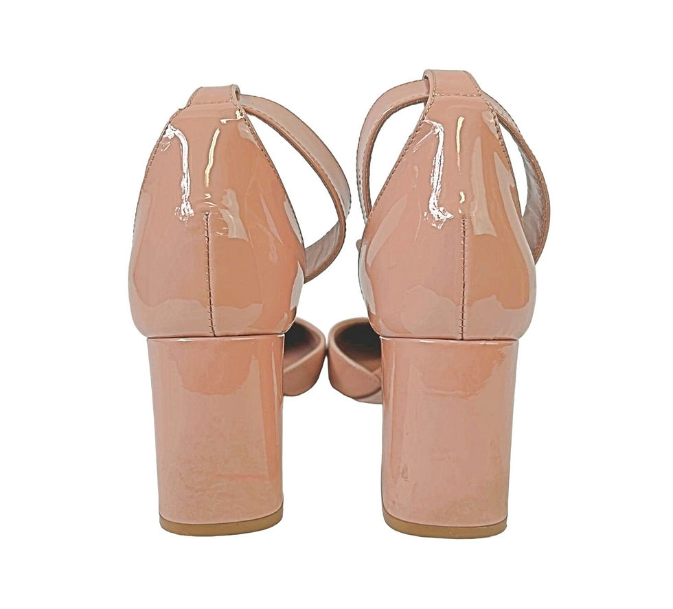 Hình thu nhỏ: RED VALENTINO Blush Nude Patent Leather Block Heel Pumps EU 38 US 8