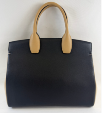 Miniatura: SALVATORE FERRAGAMO The Studio Tote Satchel Bag Bone Dune Black Calf Leather
