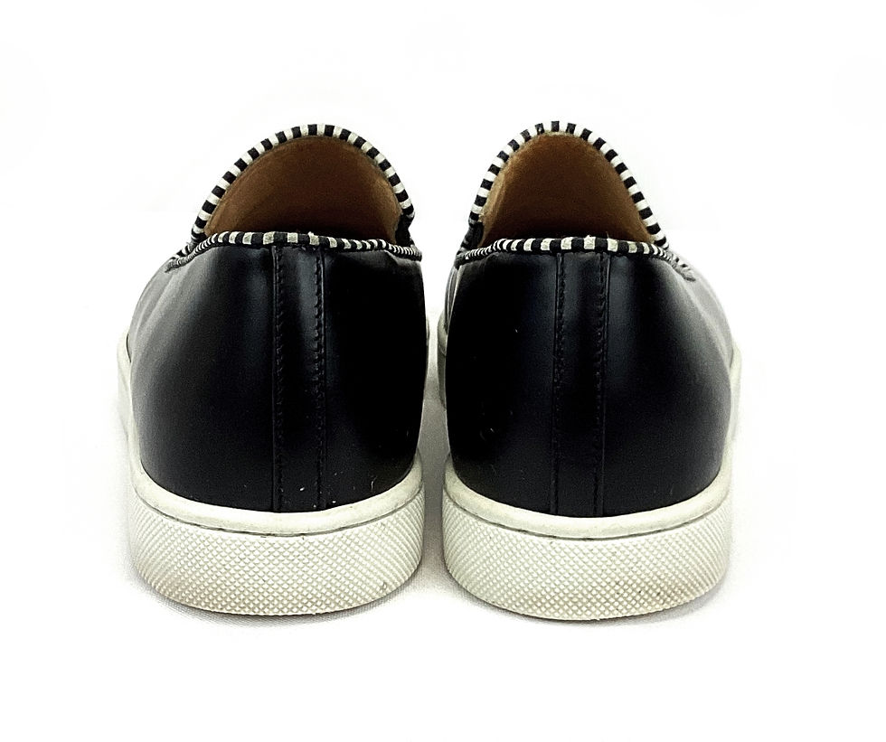 縮圖：CHRISTIAN LOUBOUTIN Loubi Love Black Multi Leather Boat 6 Red Sole Sneakers