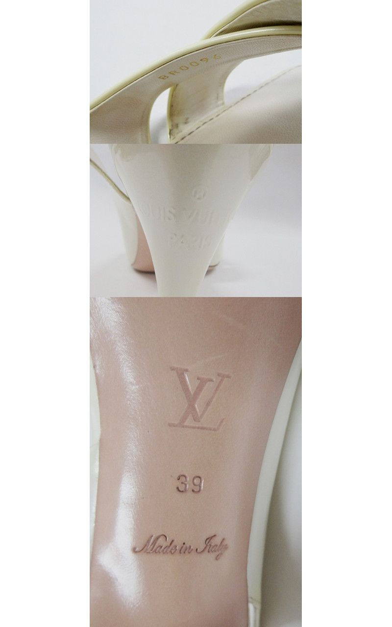 Thumbnail: LOUIS VUITTON LV Sandals 39 Santa Barbara 8.5 Criss Cross Patent Leather Cream