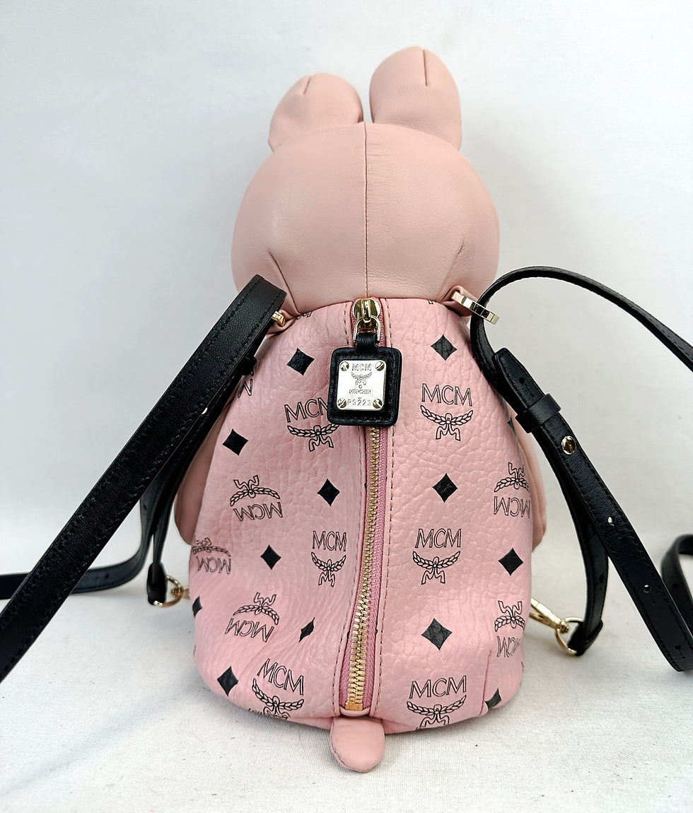 Thumbnail: NEW MCM Zoo Rabbit Doll Backpack Pink Powder Visetos Canvas Park Crossbody Bag