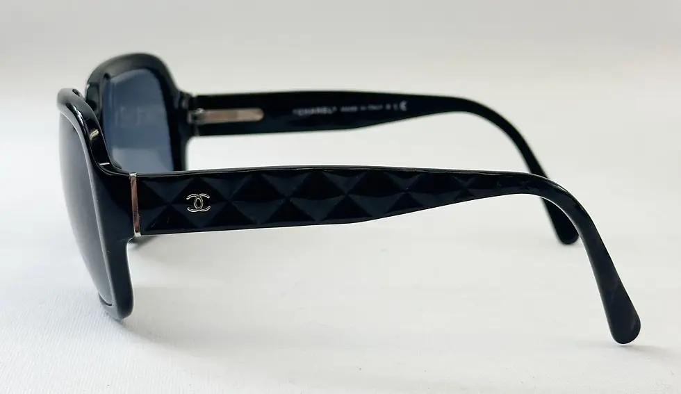 Miniatura: CHANEL Square Sunglasses Black  Acetate Quilted Silver CC 5124 59-17-135