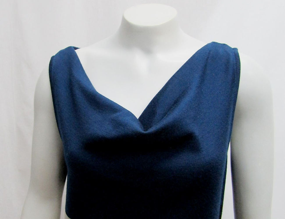 Thumbnail: ST. JOHN Blue White Gray Cream Colorblock Milano Cowl Neck Dress 8