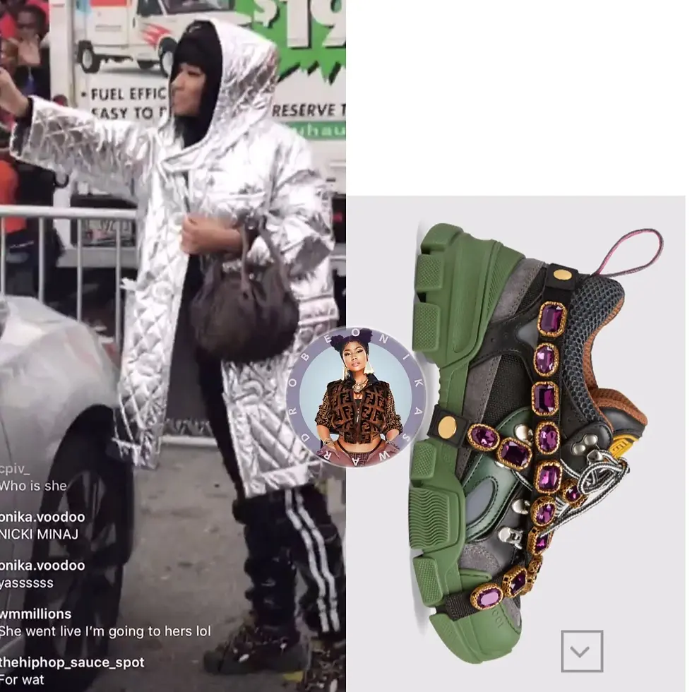 Thumbnail: GUCCI Flashtrek Mesh Leather Suede Sneakers 36.5 Black Green Crystals Shoes 6.5