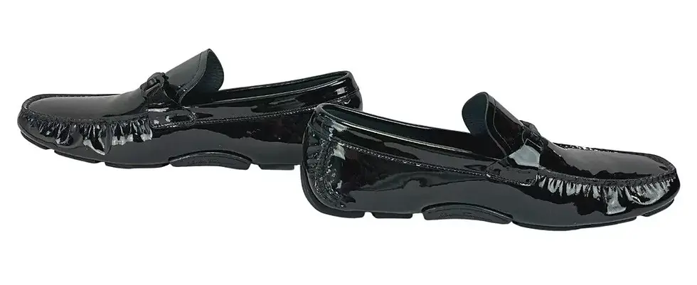 Thumbnail: MEN SALVATORE FERRAGAMO Patent Leather Driver Loafers 9.5 EE 2E Black  US 10.5
