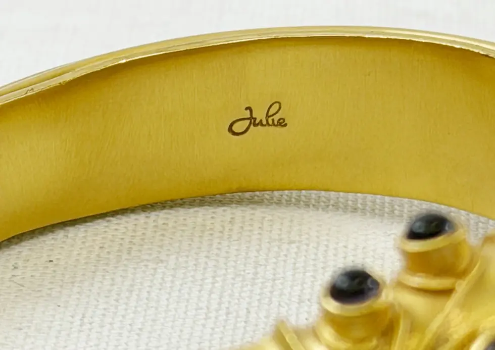 Thumbnail: NEW JULIE VOS 24k Gold Plated Cuff Bracelet One Size Purple Glass Gemstones