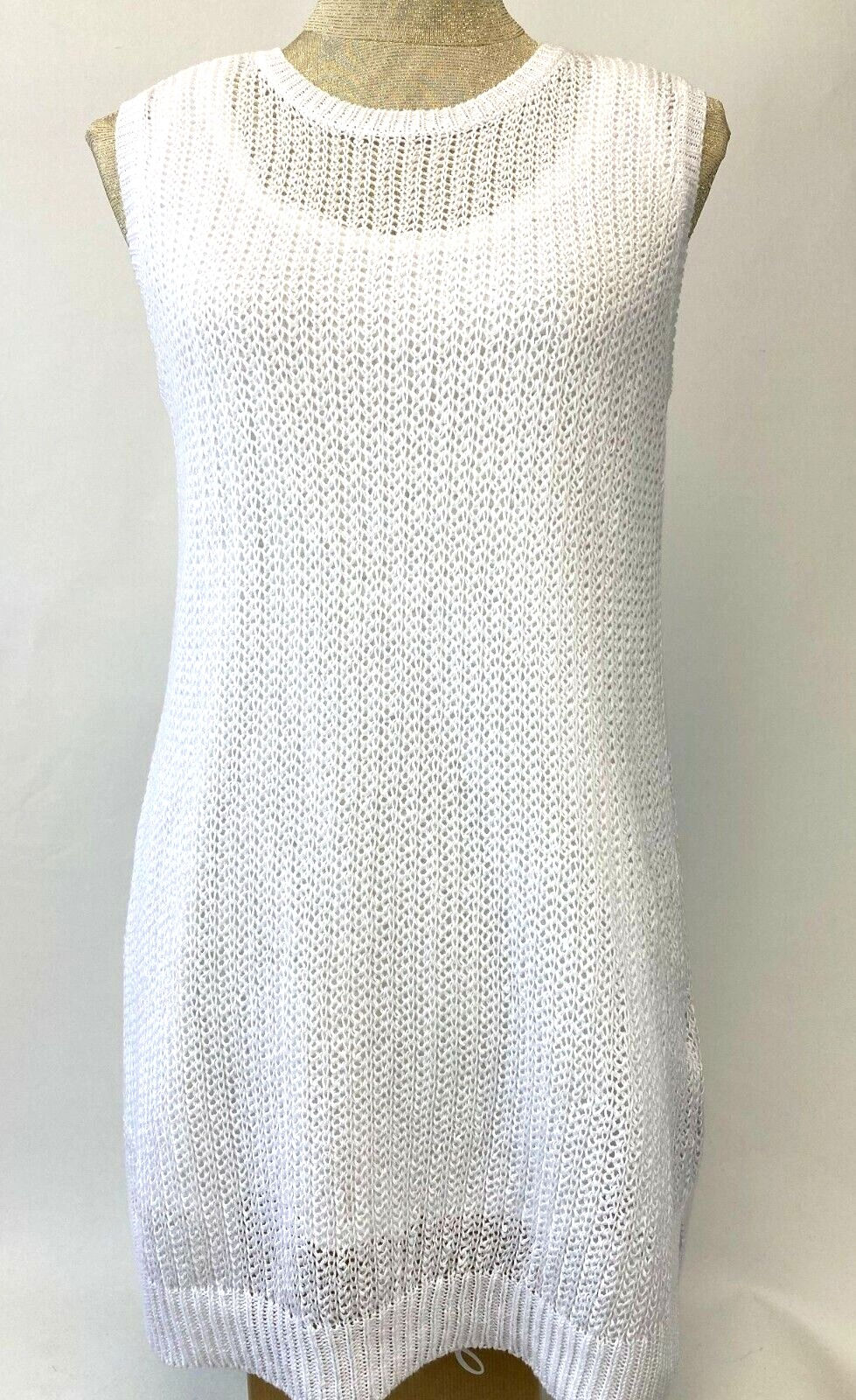 Miniatura: EILEEN FISHER 2PCS Organic Linen Sleeveless Knit Tunic Tank White Medium