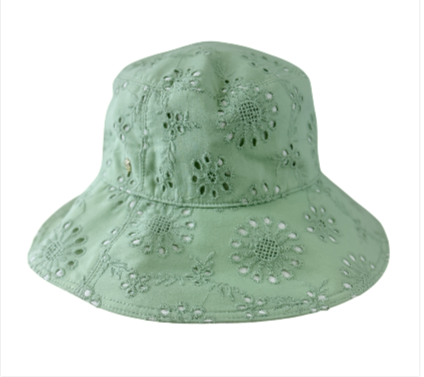 Miniatura: HELEN KAMINSKI Corso Bucket Hat One Size Light Green White Floral Embroidery