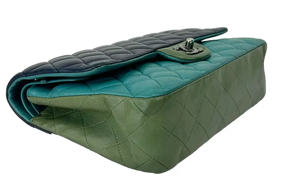 Hình thu nhỏ: CHANEL Shoulder Bag Lambskin Quilted Double Flap Classic Medium Tricolor RARE