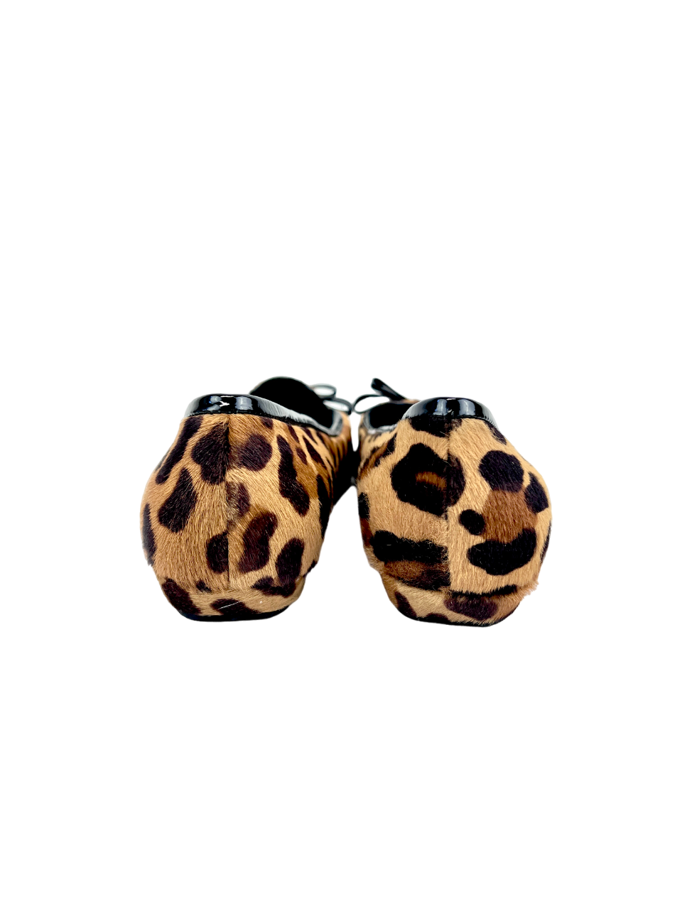 Thumbnail: PRADA Leopard Print Patent Leather Calf Hair Heel Bow Tie Flat Shoes 39.5 9.5