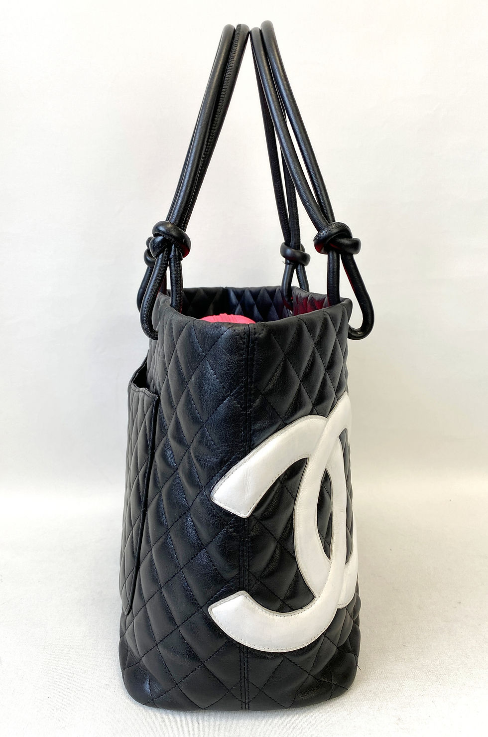 縮圖：CHANEL Black White Ligne Cambon Lambskin Large Tote Bag A25169