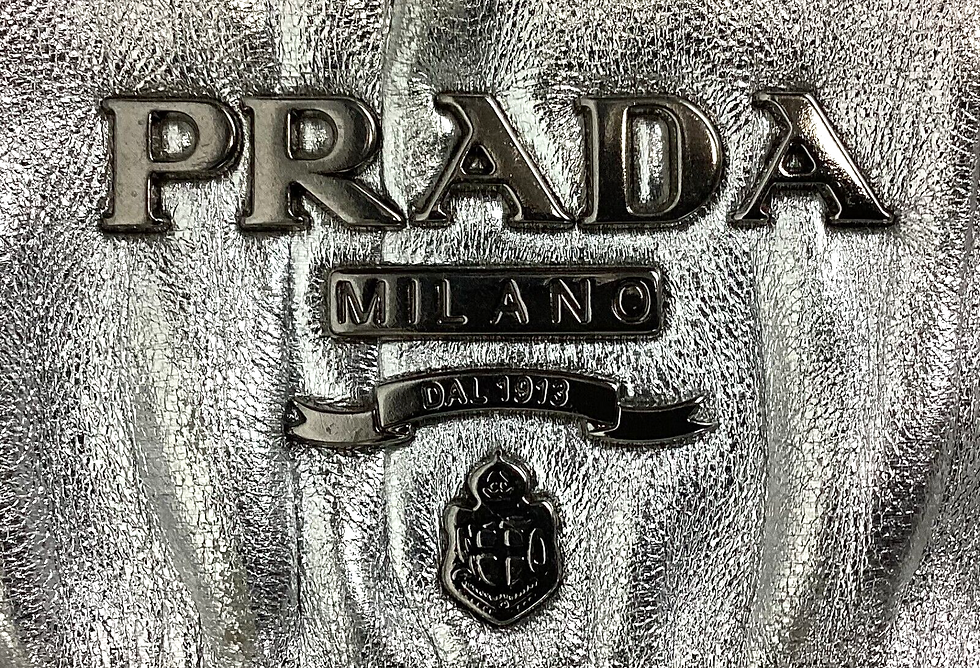 Miniatura: PRADA Nappa Gaufre Leather Messenger Crossbody Tote Bag Metallic Silver Large