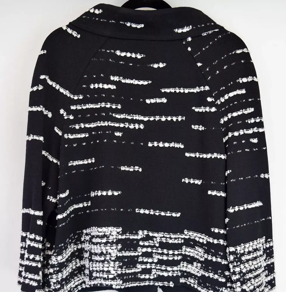 Thumbnail: ST. JOHN Santana Knit Tweed Boucle Jacket 14 Black White Gold Buttons