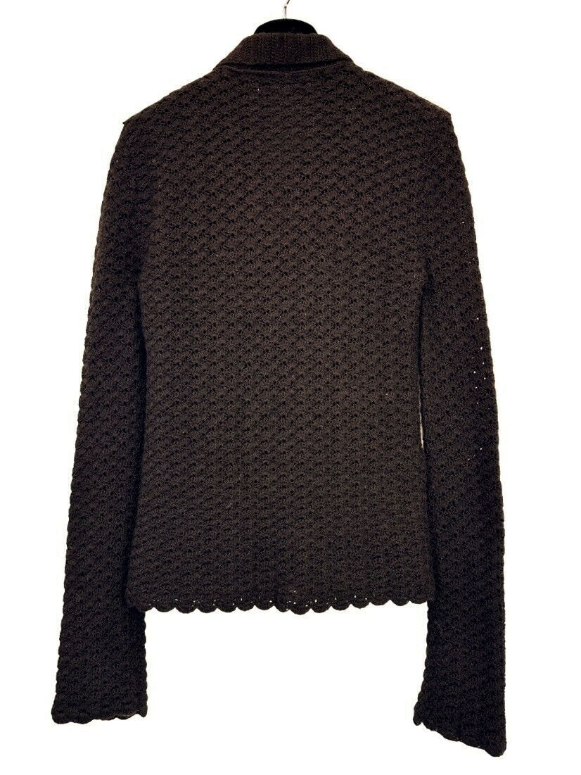 Miniatura: DOLCE & GABBANA Wool Set 2PCS Knit Cardigan Skirt Medium Dark Brown Scalloped
