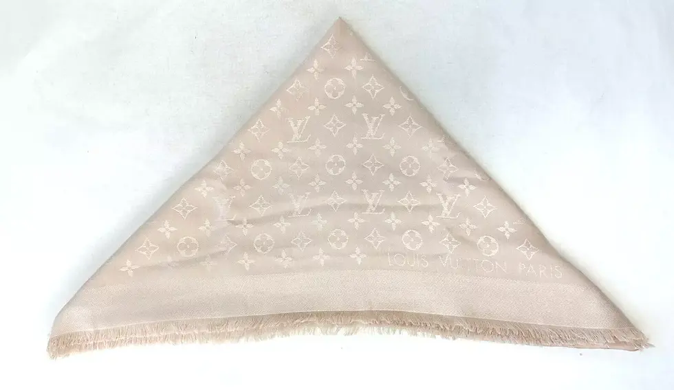Thumbnail: LOUIS VUITTON Silk Wool Monogram Classic Shawl Large Ecru M77356 Scarf Wrap