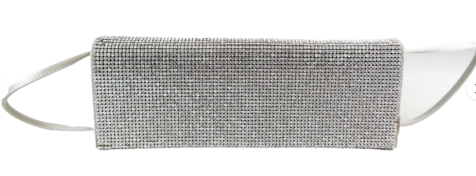 Hình thu nhỏ: ESCADA Silver Swarovski Rhinestone Evening Clutch Shoulder Strap Large