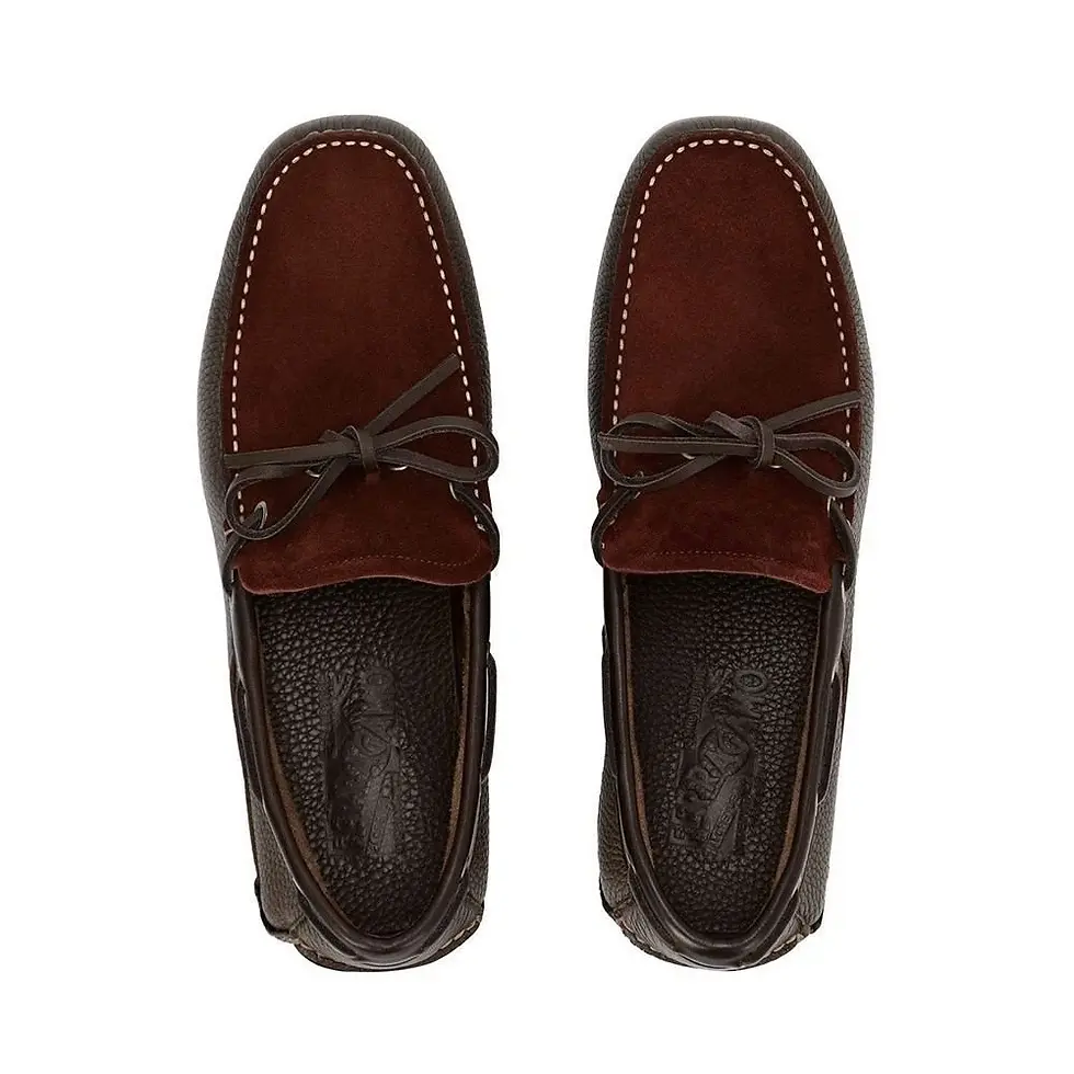 Thumbnail: SALVATORE FERRAGAMO Men Slip On Driving Loafers 9.5 Brown Suede Leather Shoes