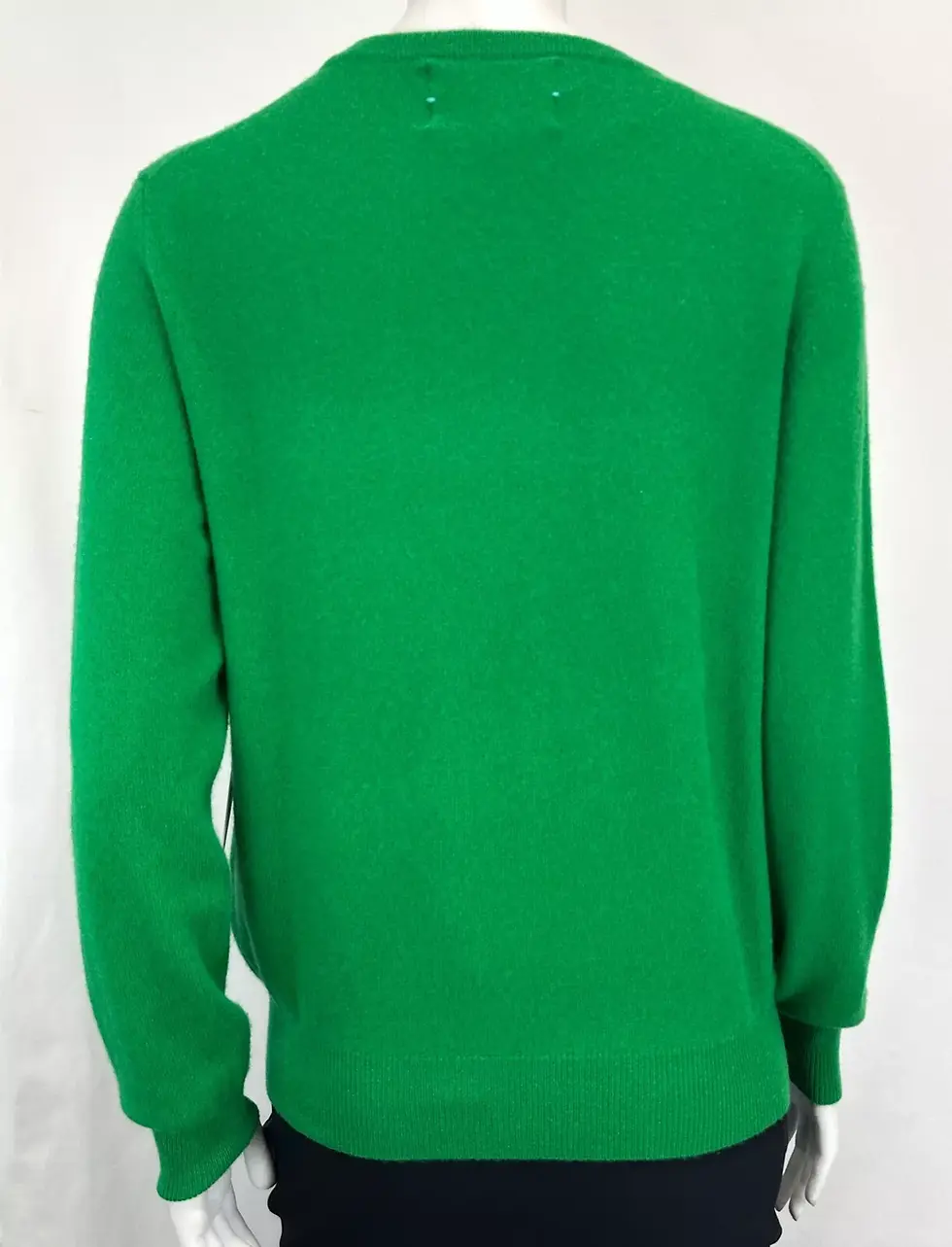 Hình thu nhỏ: LINGUA FRANCA Felt Heart Crewneck Sweater Medium Kelly Green Orange Patch M