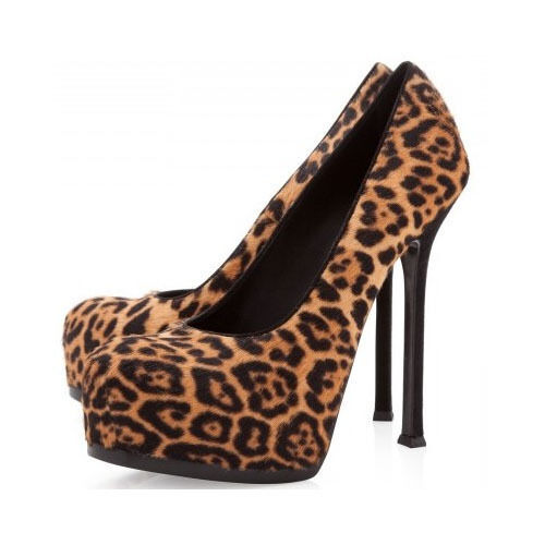 YSL YVES SAINT LAURENT Tribtoo 39.5 Shoes 9 Animal Print Leopard Platforms Shoes