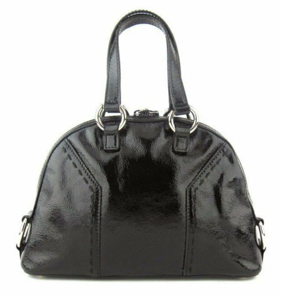 Thumbnail: YVES SAINT LAURENT Muse Black Patent Leather Satchel Shoulder Bag Large