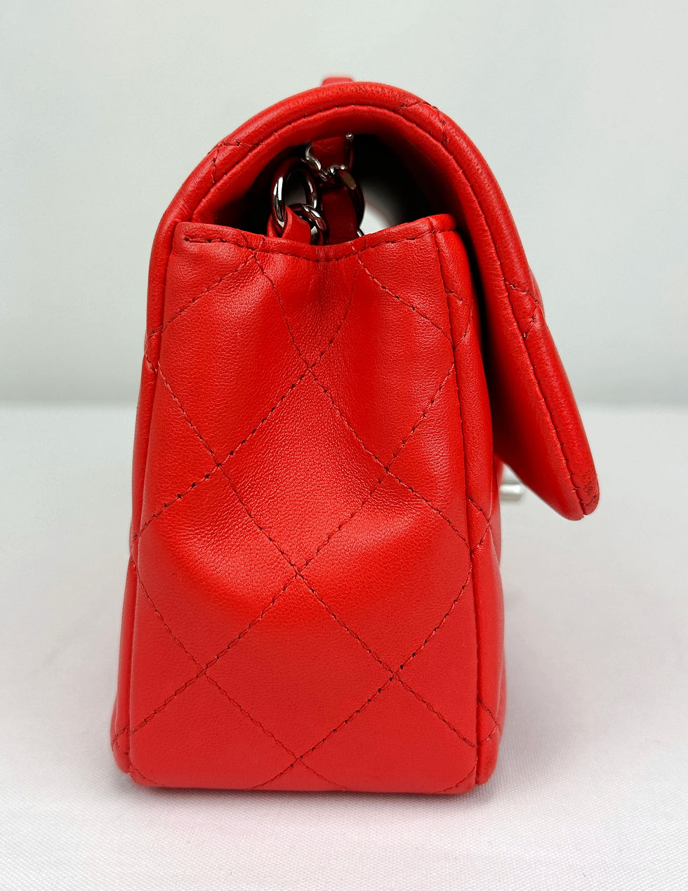 Hình thu nhỏ: CHANEL Lambskin Quilted Leather Mini Rectangle Flap Bag Crossbody Red Orange