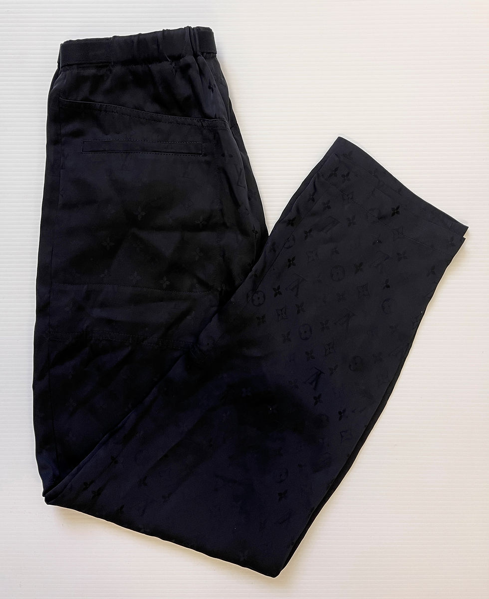 Thumbnail: NWT LOUIS VUITTON LV Black Monogram Satin Track Pants Jogger 36 4 US Unisex