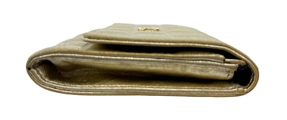 Hình thu nhỏ: Vintage CHANEL Leather Wallet Change Purse Gold Interlocking CC Logos 2006