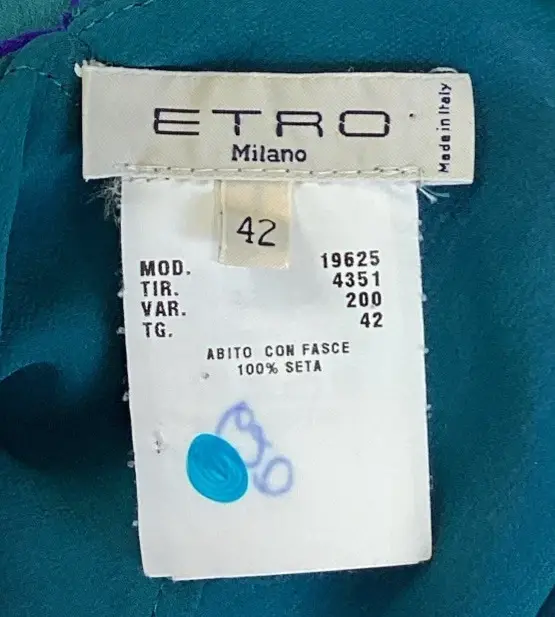 Thumbnail: ETRO Floral Ruffle Halter Slip Knee Length Dress 42 6 Purple Green Silk Keyhole