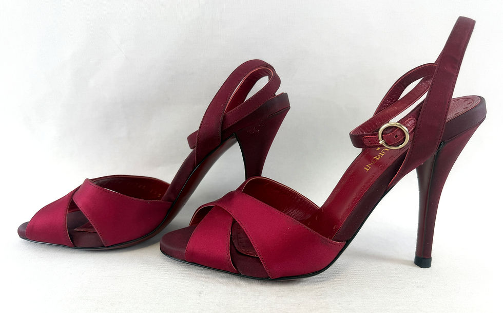Thumbnail: YSL YVES SAINT LAURENT Eva 105 Satin Heels 39.5 Lampone Sandals