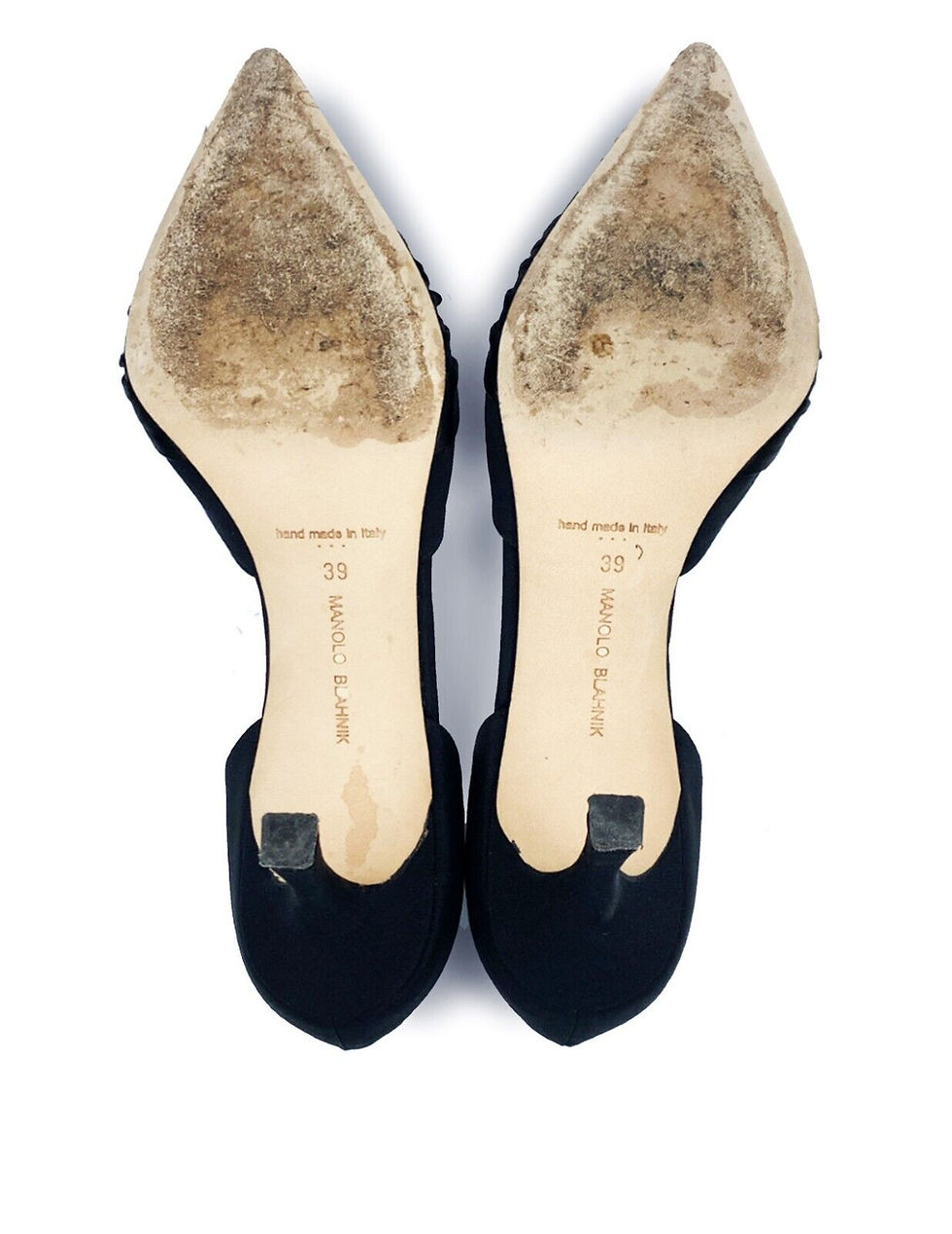 Hình thu nhỏ: MANOLO BLAHNIK 39 9 Lisy Crepe D'Orsay Black Heels Pumps Pointed Shoes 70mm