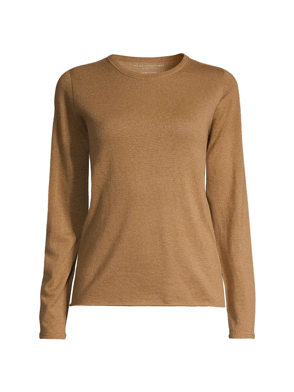 Thumbnail: NWT MAJESTIC FILATURES Long Sleeve Solid Camel Cashmere Crewneck Knit Sweater 3