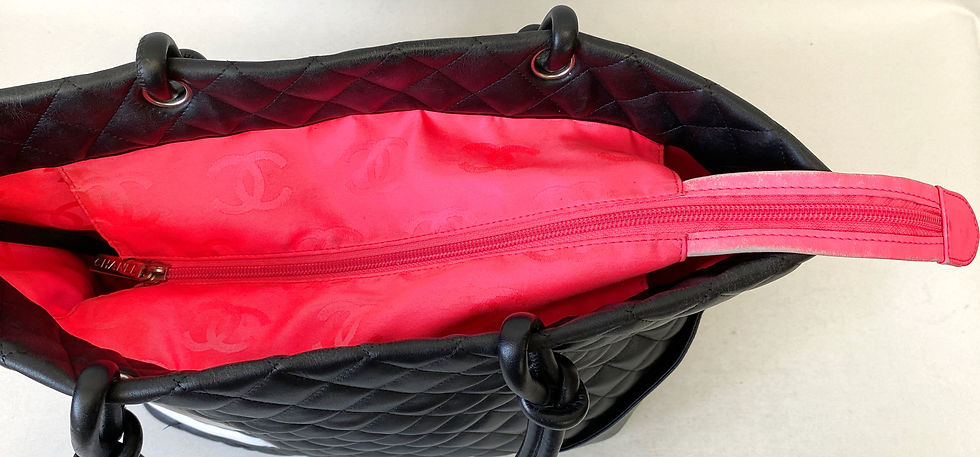 縮圖：CHANEL Black White Ligne Cambon Lambskin Large Tote Bag A25169