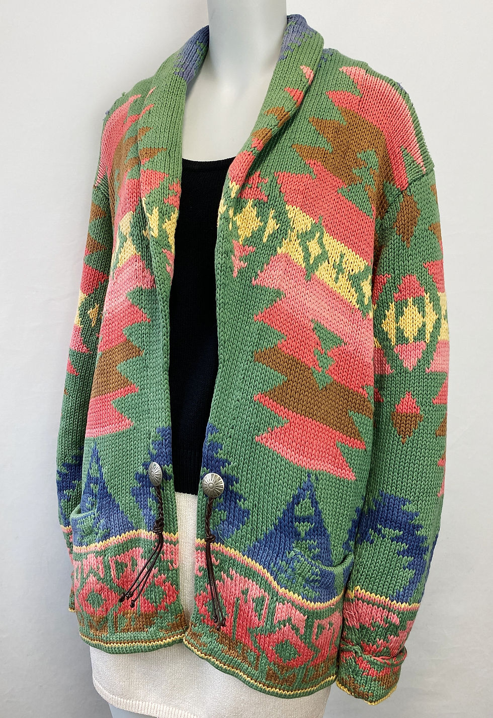 Hình thu nhỏ: RALPH LAUREN COUNTRY Southwest Knit Sweater Cardigan Small Unisex