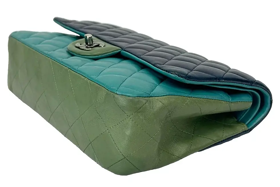 Hình thu nhỏ: CHANEL Shoulder Bag Lambskin Quilted Double Flap Classic Medium Tricolor RARE