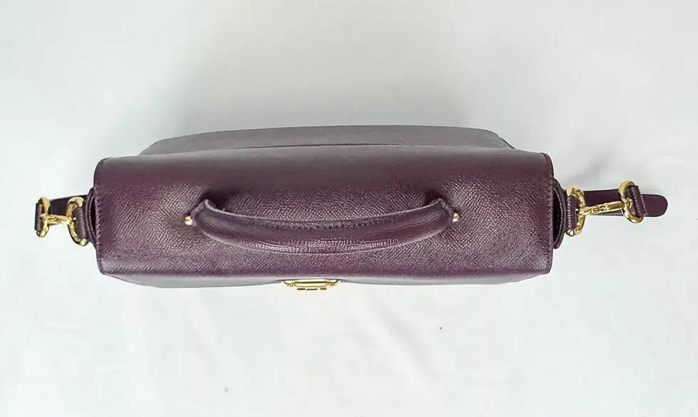 Thumbnail: DOLCE & GABBANA Miss Linda Saffiano Leather Satchel Bag Purple Gold Hardware