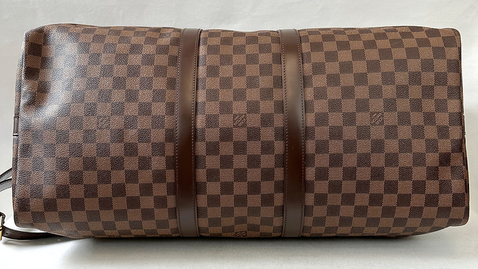 Miniatura: LOUIS VUITTON Brown Damier Ebene Canvas Keepall Bandouliere Travel Duffle Bag 55