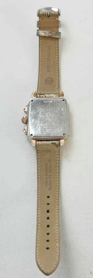 Hình thu nhỏ: MICHELE Deco Stainless Steel Diamond Watch 18 Rose Gold Metallic Alligator Band