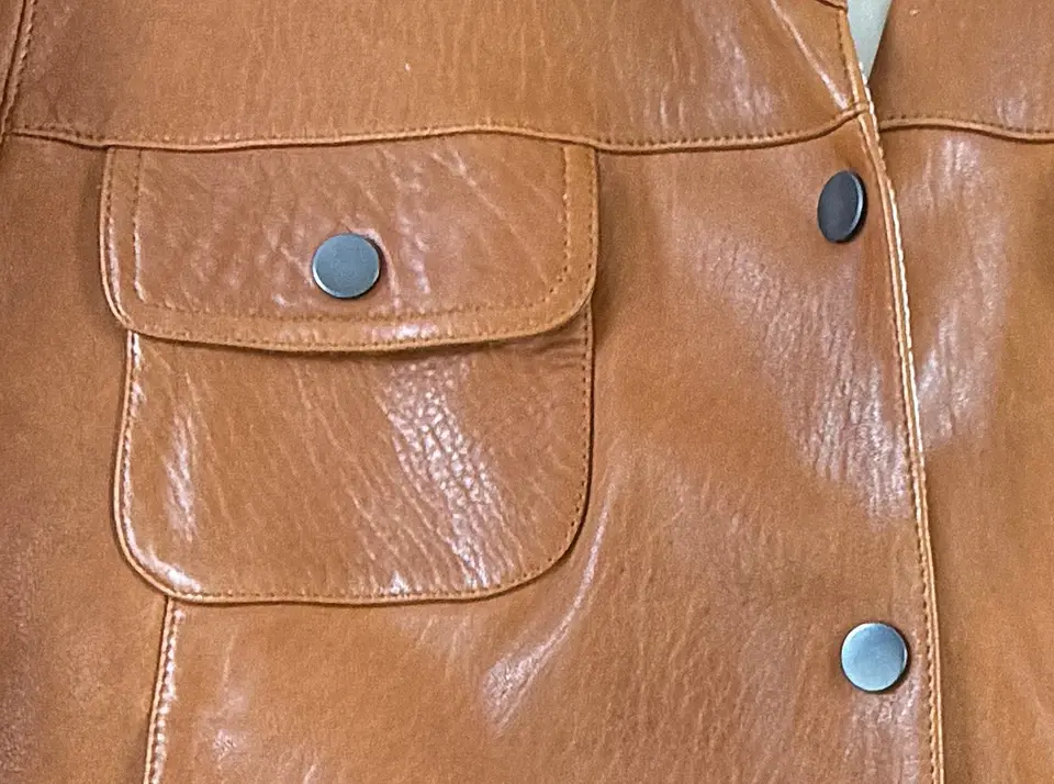 Thumbnail: Vintage GIORGIO ARMANI Lambskin Leather Biker Jacket 46 Brown Gunmetal Buttons