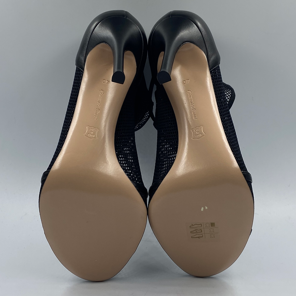 Thumbnail: NEW GIANVITO ROSSI Black Leather Mesh Idol Open Toe Stiletto Sandal Heel 40 10