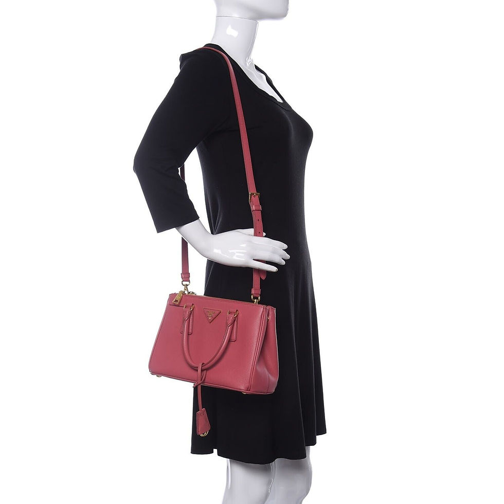 Thumbnail: PRADA Galleria Saffiano Leather Tote Bag Small Ibisco Pink Logo Gold Hardware