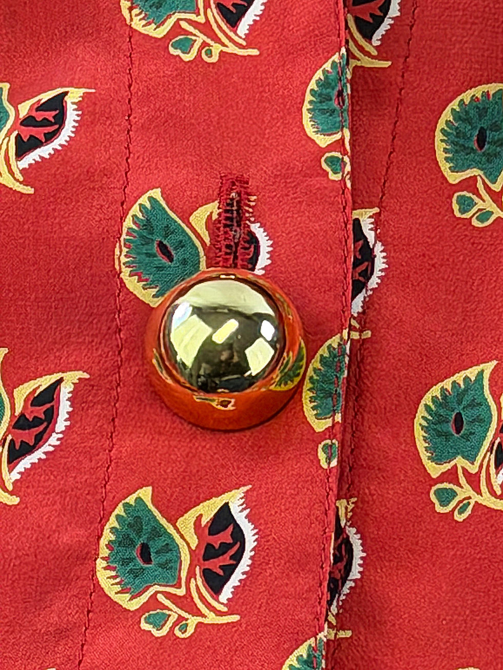Hình thu nhỏ: CHRISTIAN LACROIX Silk Blouse 4 Red Multi Paisley Long Sleeve Tie Button