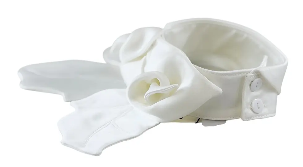Thumbnail: NWT JULIA ALLERT Blossom Evening Neckwear Collar Medium White Floral Satin