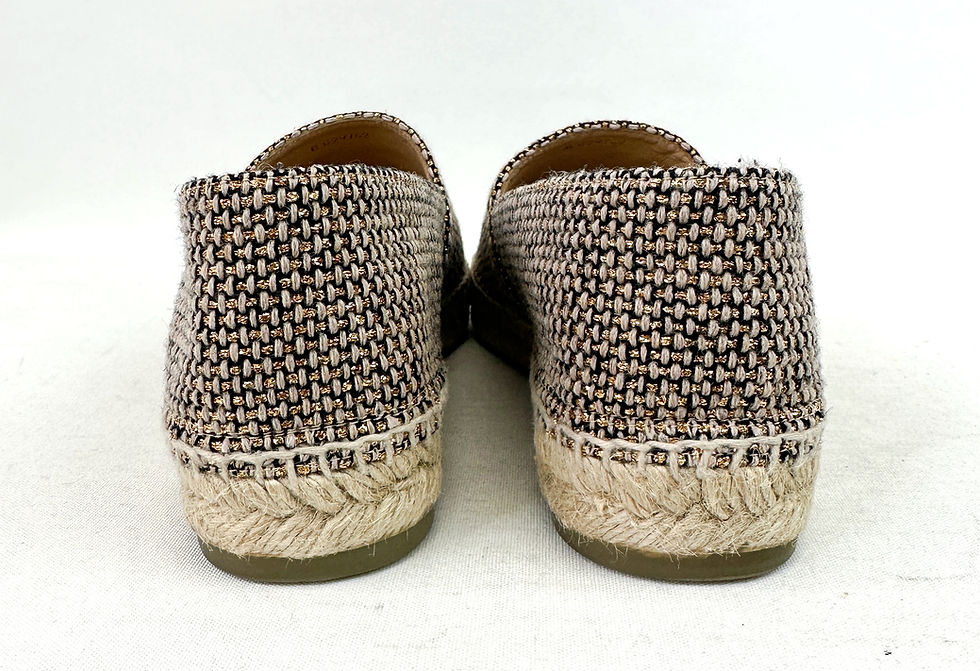 Thumbnail: CHANEL Gold Beige Black Tweed Grosgrain CC Cap-toe Espadrille 40 9