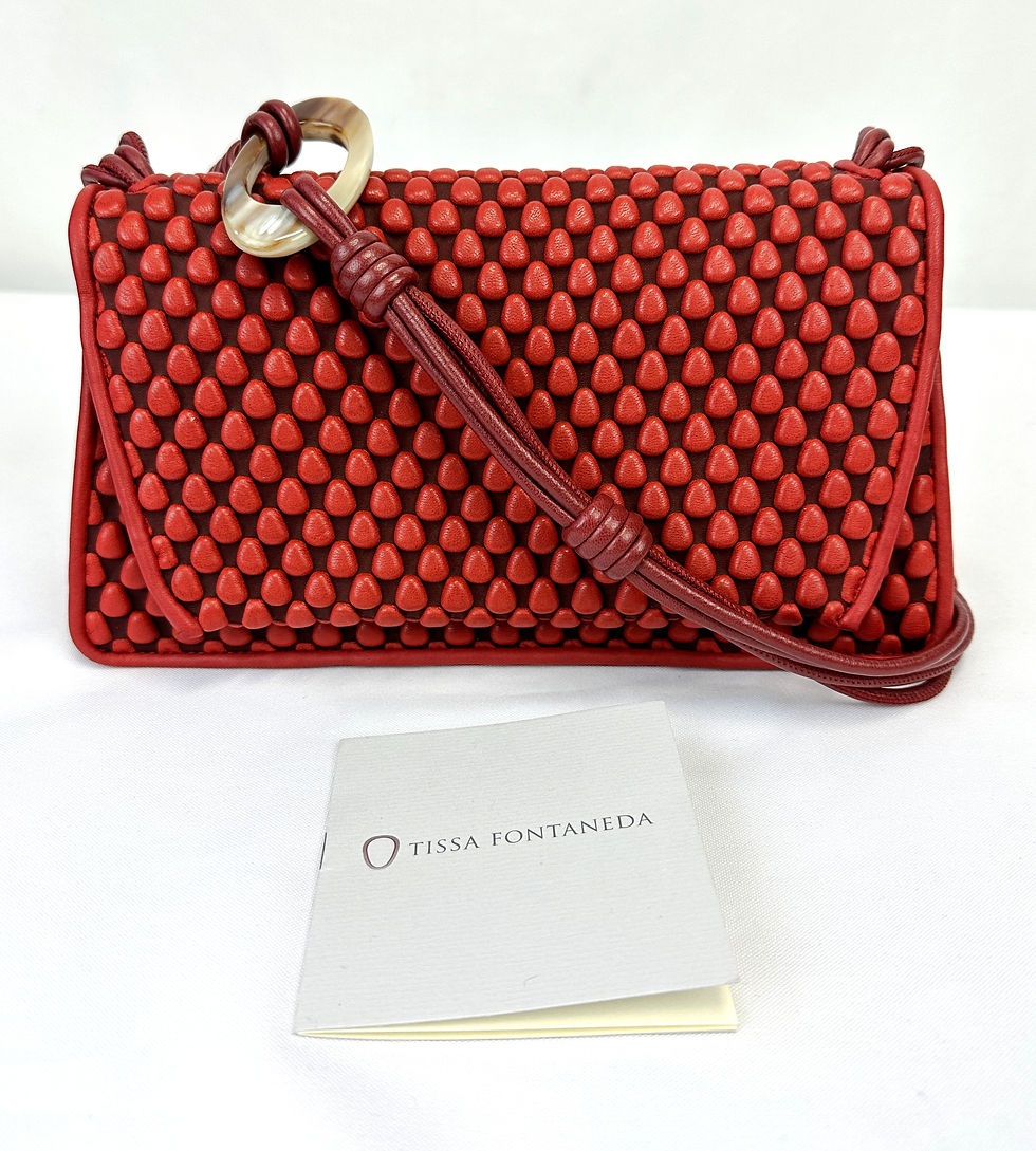 Hình thu nhỏ: TISSA FONTANEDA USA Red Nappa Bubbles Lambskin Pigalle Long Chain Medium Bag NEW