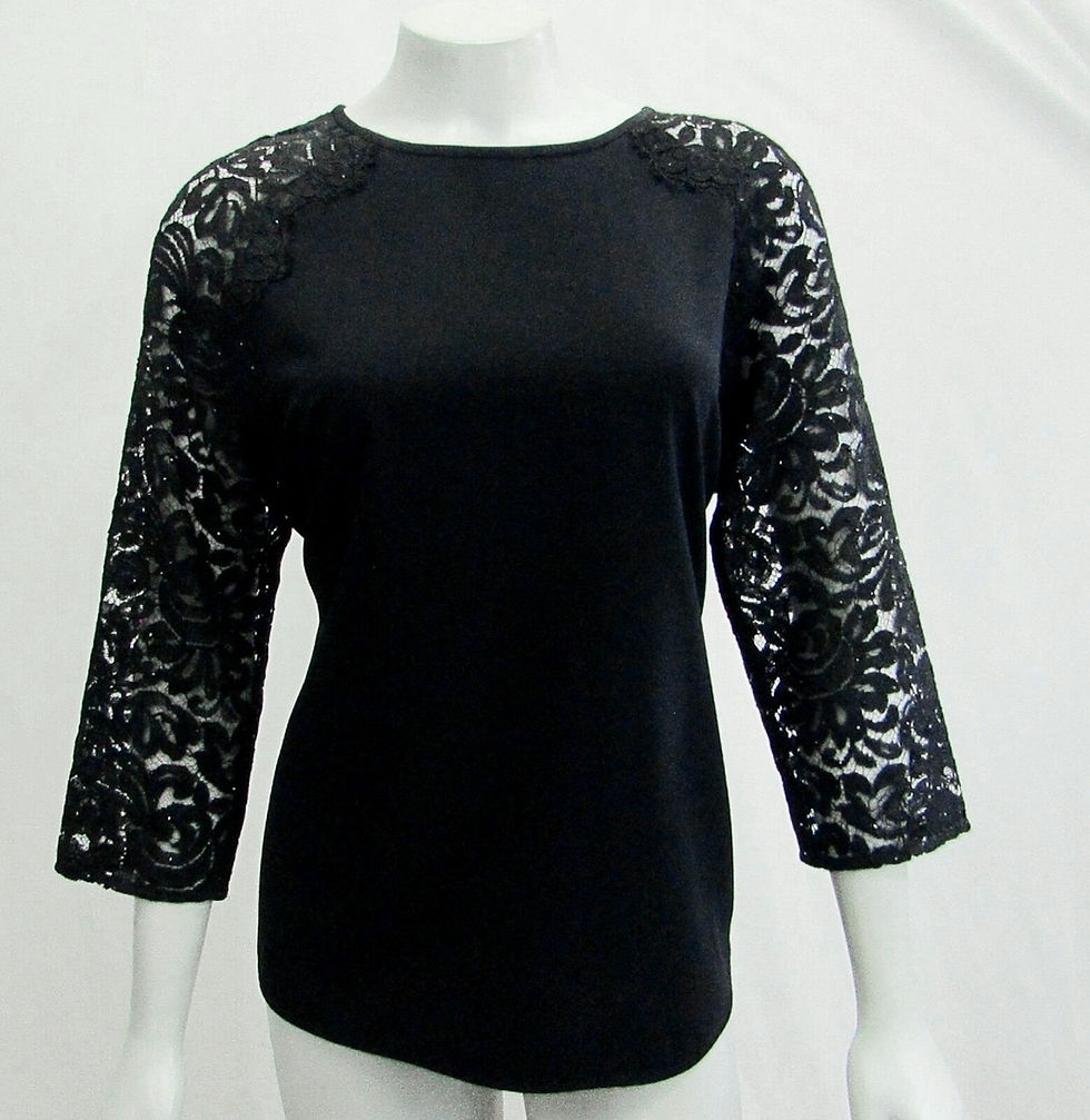 ST. JOHN Black Medium Caviar Lace Floral 3/4 Sleeve Tunic 10